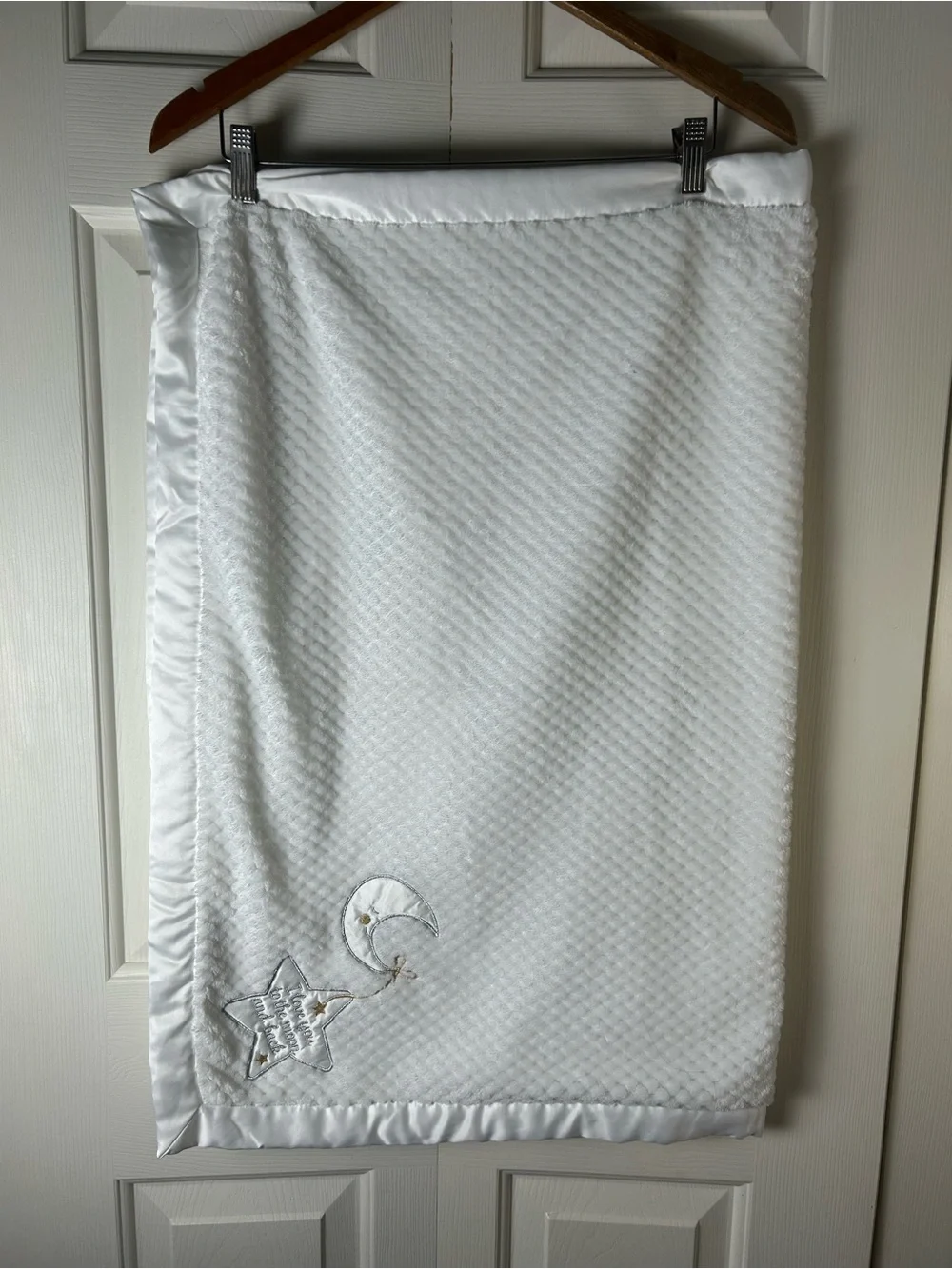 Baby Starters I Love You To The Moon and Back White Blanket Star Silver Gold